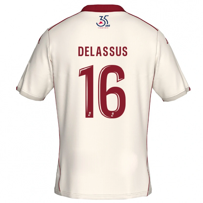 Danxen Uomo Maglia Gabin Delassus #16 Bianco Bordeaux Kit Gara Away 2025/26 Maglietta