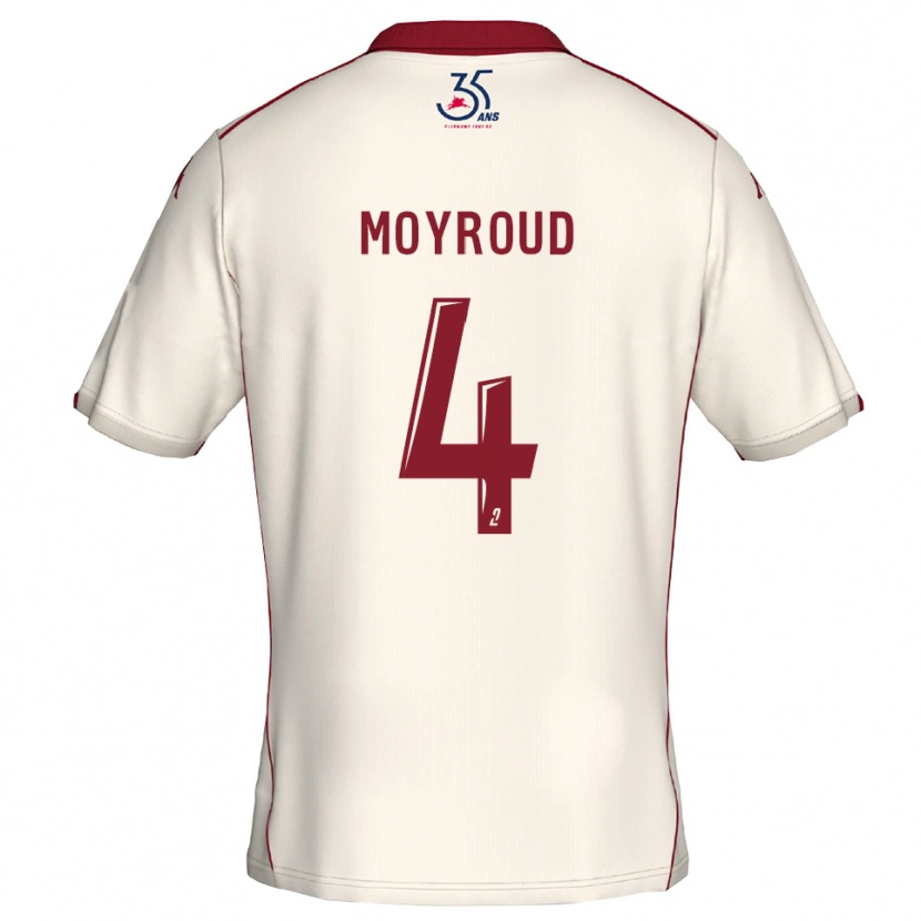 Danxen Uomo Maglia Julie Moyroud #4 Bianco Bordeaux Kit Gara Away 2025/26 Maglietta