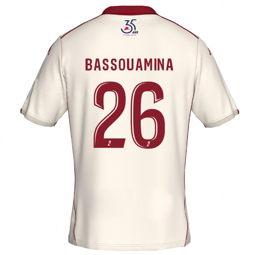 Danxen Uomo Maglia Mons Bassouamina #26 Bianco Bordeaux Kit Gara Away 2025/26 Maglietta