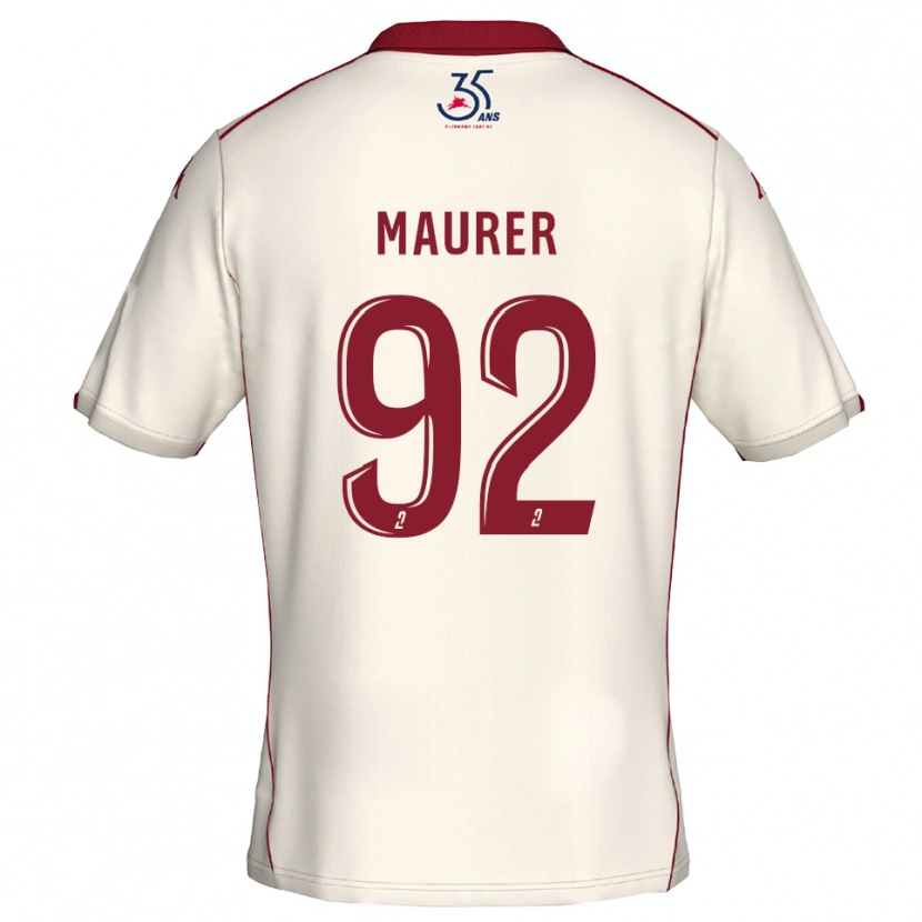 Danxen Uomo Maglia Aïman Maurer #92 Bianco Bordeaux Kit Gara Away 2025/26 Maglietta