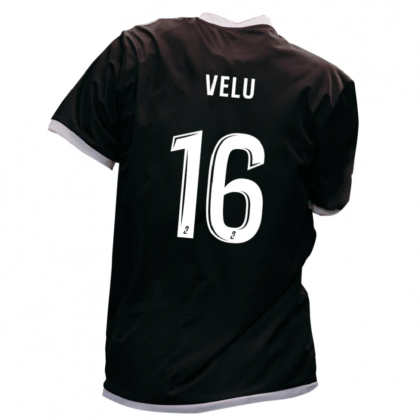 Danxen Uomo Maglia Lukas Velu #16 Nero Oro Kit Gara Away 2025/26 Maglietta