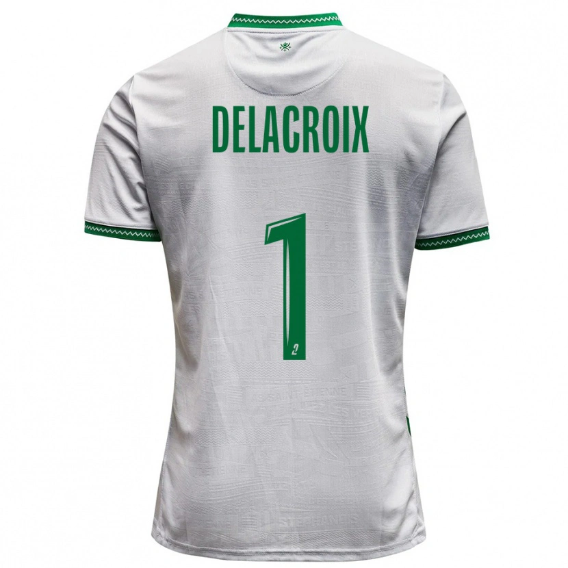 Danxen Uomo Maglia Noa Delacroix #1 Bianco Verde Kit Gara Away 2025/26 Maglietta