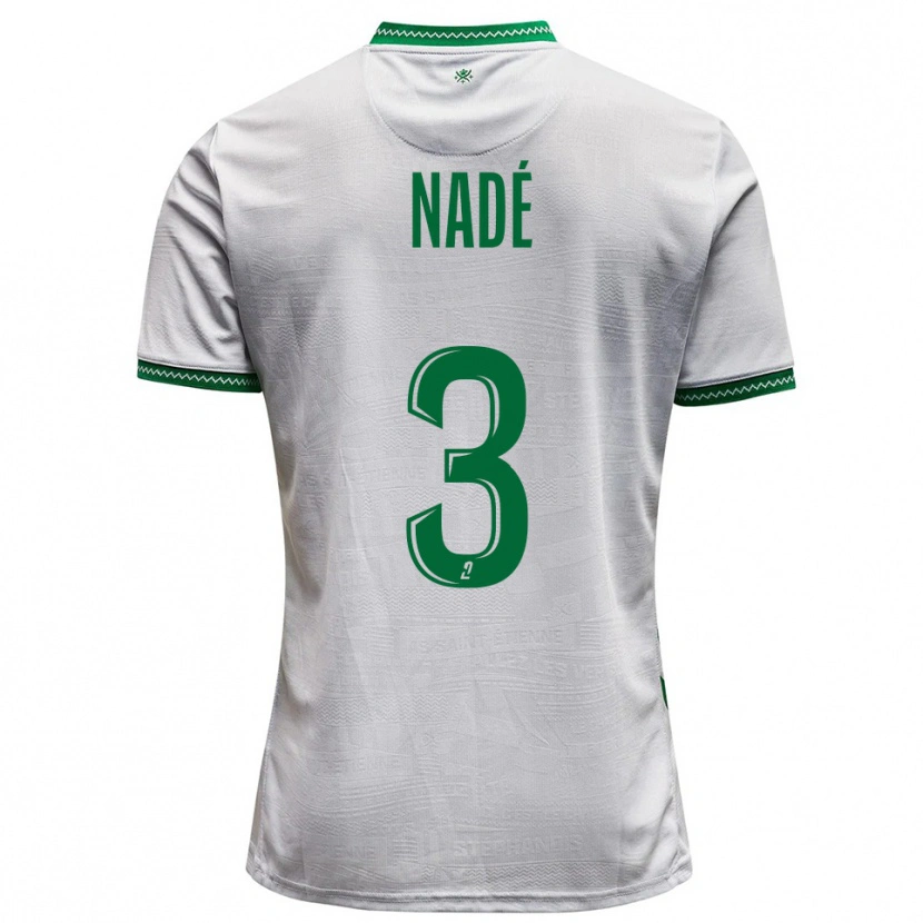 Danxen Uomo Maglia Mickaël Nadé #3 Bianco Verde Kit Gara Away 2025/26 Maglietta