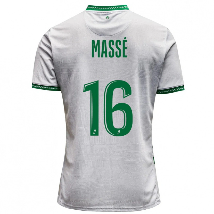 Danxen Uomo Maglia Maël Massé #16 Bianco Verde Kit Gara Away 2025/26 Maglietta