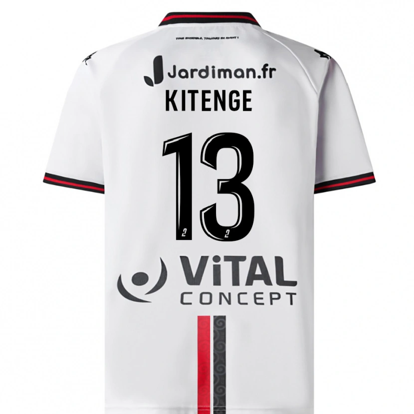 Danxen Uomo Maglia Landry Kitenge #13 Bianco Rosso Kit Gara Away 2025/26 Maglietta