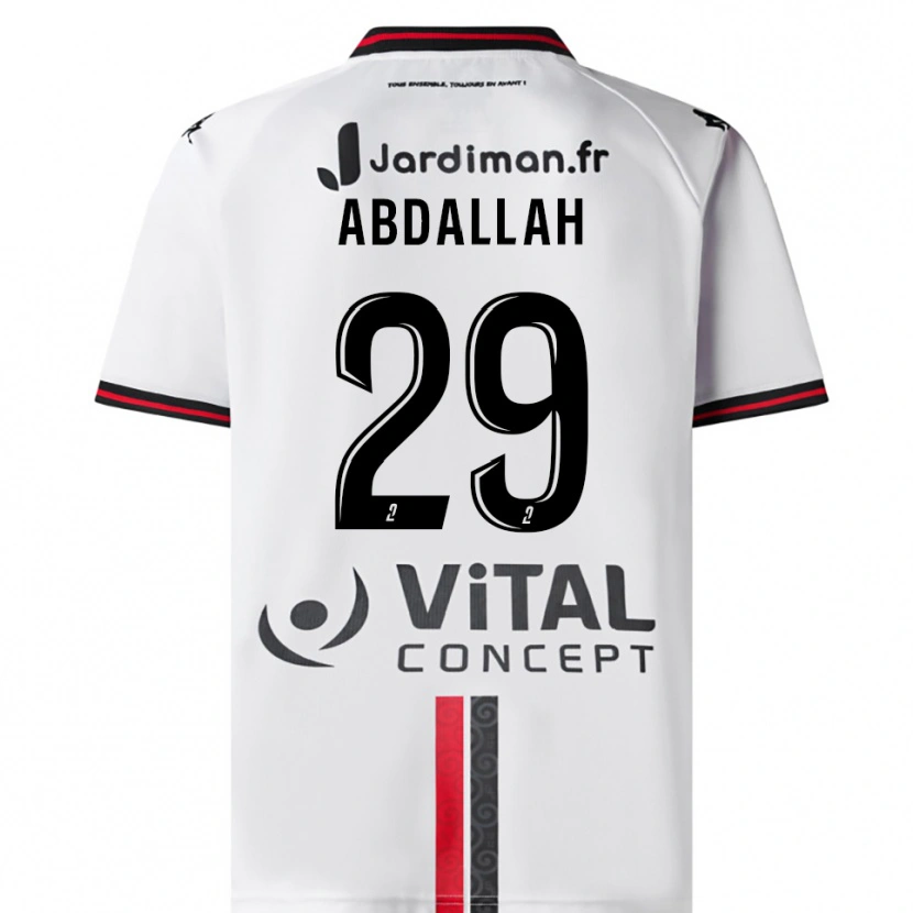 Danxen Uomo Maglia Akim Abdallah #29 Bianco Rosso Kit Gara Away 2025/26 Maglietta