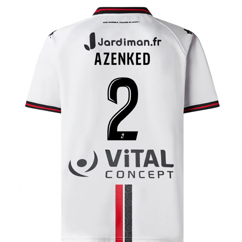 Danxen Uomo Maglia Mustapha Azenked #2 Bianco Rosso Kit Gara Away 2025/26 Maglietta