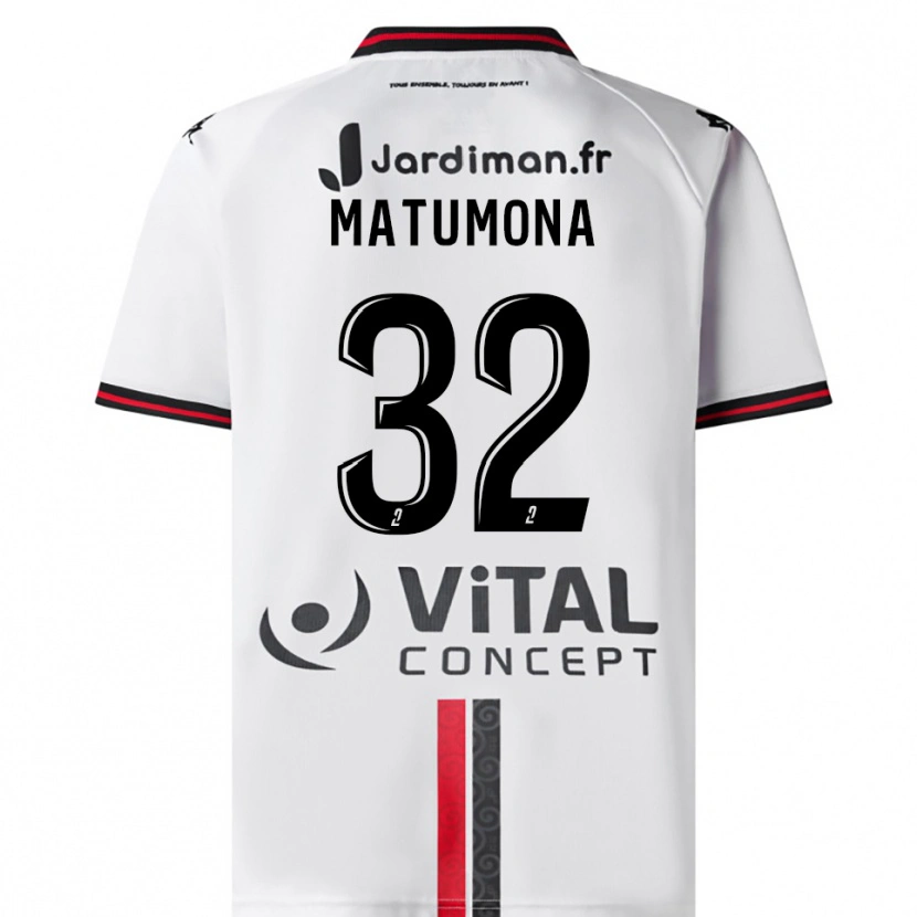 Danxen Uomo Maglia Jérémie Matumona #32 Bianco Rosso Kit Gara Away 2025/26 Maglietta