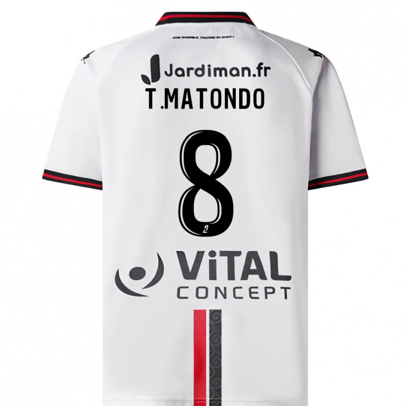 Danxen Uomo Maglia Trésor Matondo #8 Bianco Rosso Kit Gara Away 2025/26 Maglietta