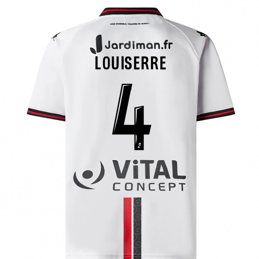 Danxen Uomo Maglia Dylan Louiserre #4 Bianco Rosso Kit Gara Away 2025/26 Maglietta
