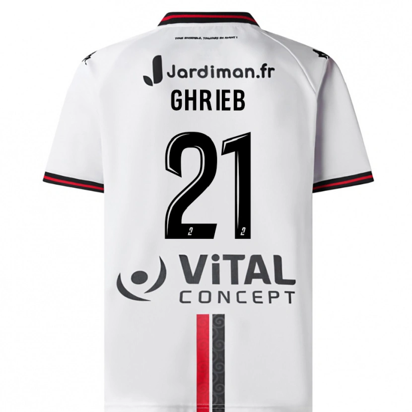 Danxen Uomo Maglia Rayan Ghrieb #21 Bianco Rosso Kit Gara Away 2025/26 Maglietta