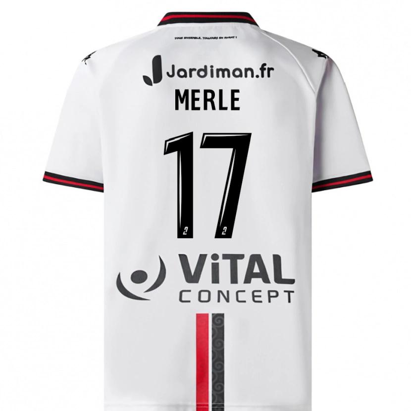 Danxen Uomo Maglia Juliette Merle #17 Bianco Rosso Kit Gara Away 2025/26 Maglietta