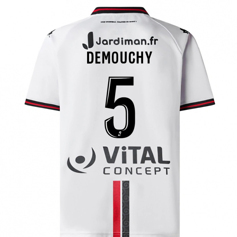 Danxen Uomo Maglia Albin Demouchy #5 Bianco Rosso Kit Gara Away 2025/26 Maglietta