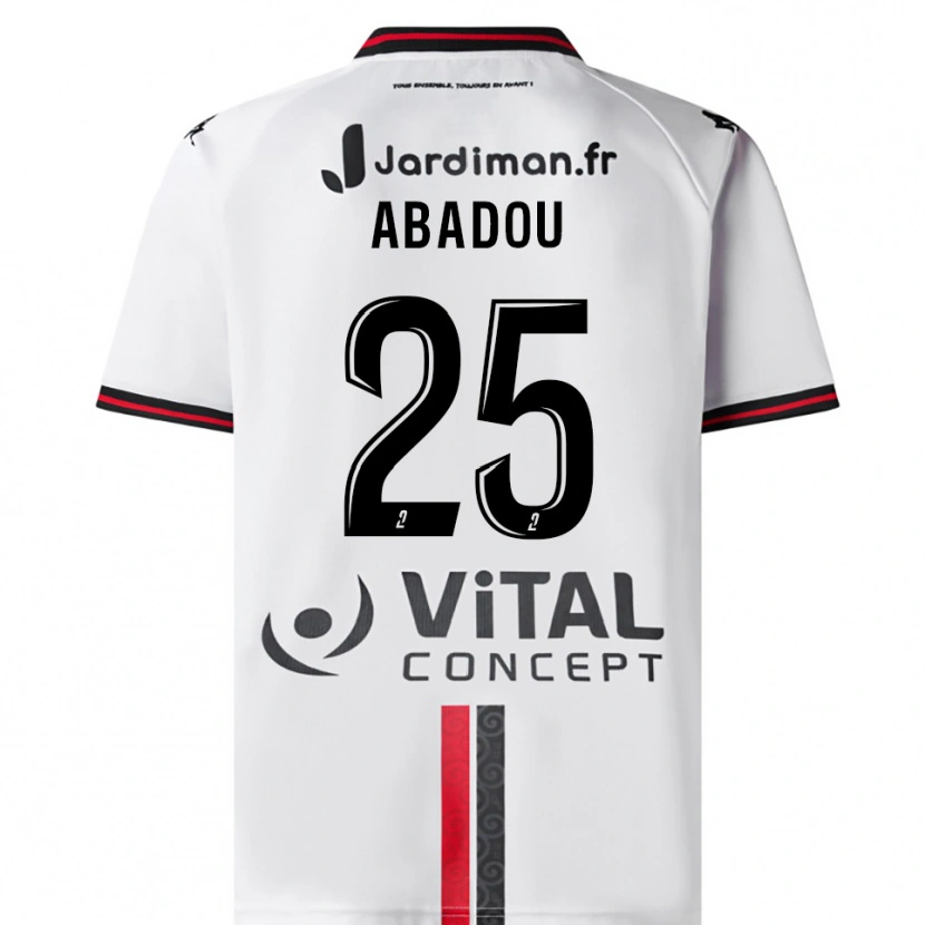Danxen Uomo Maglia Lea Abadou #25 Bianco Rosso Kit Gara Away 2025/26 Maglietta