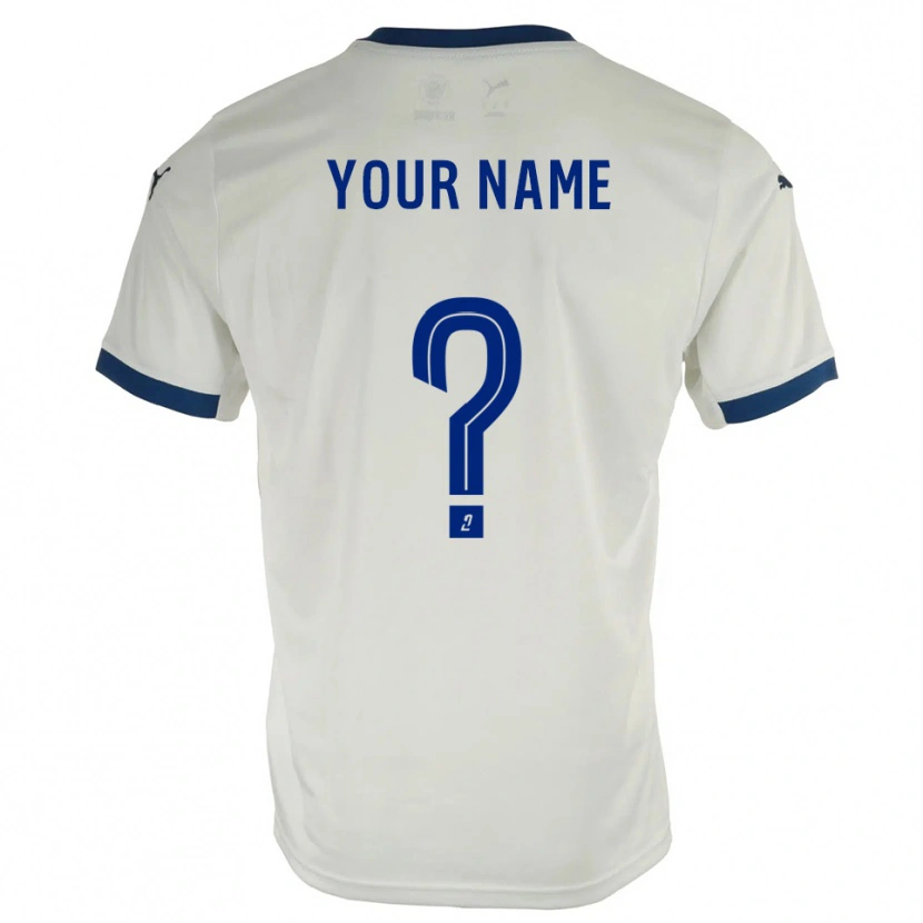 Danxen Uomo Maglia Il Tuo Nome #0 Bianco Blu Kit Gara Away 2025/26 Maglietta