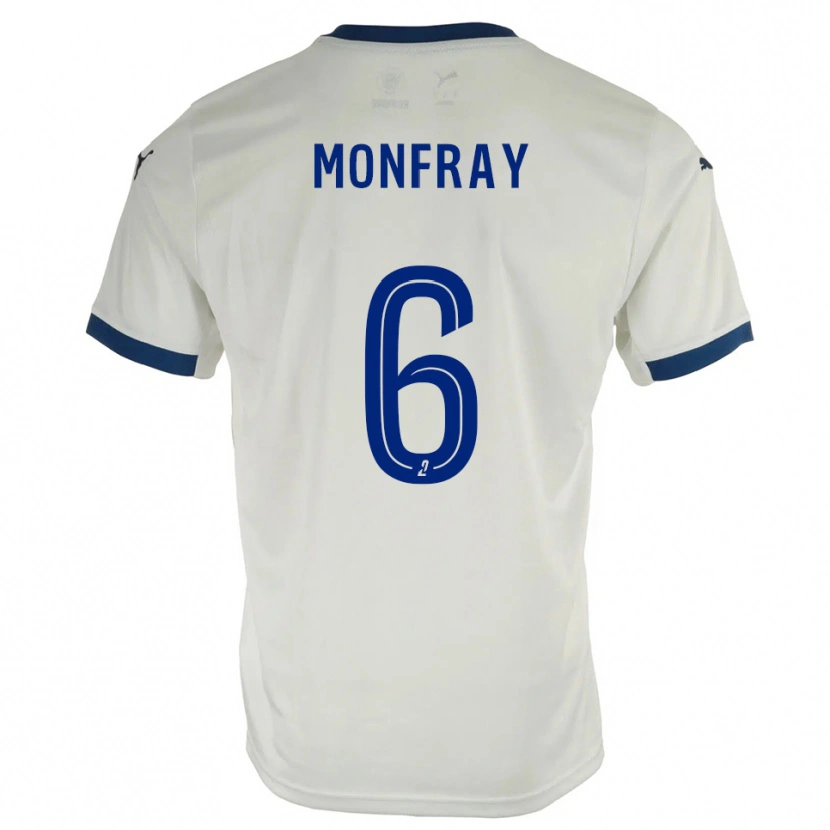 Danxen Uomo Maglia Adrien Monfray #6 Bianco Blu Kit Gara Away 2025/26 Maglietta