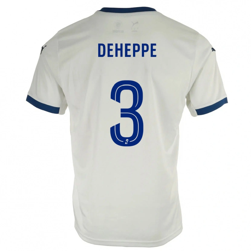 Danxen Uomo Maglia Nathan Deheppe #3 Bianco Blu Kit Gara Away 2025/26 Maglietta