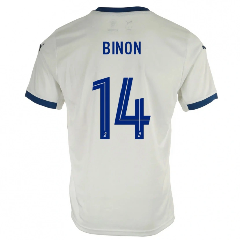 Danxen Uomo Maglia Théo Binon #14 Bianco Blu Kit Gara Away 2025/26 Maglietta