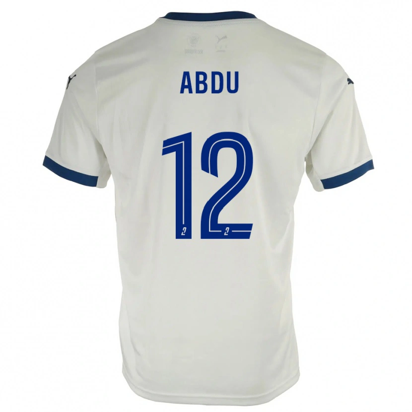 Danxen Uomo Maglia Abdu Conté #12 Bianco Blu Kit Gara Away 2025/26 Maglietta