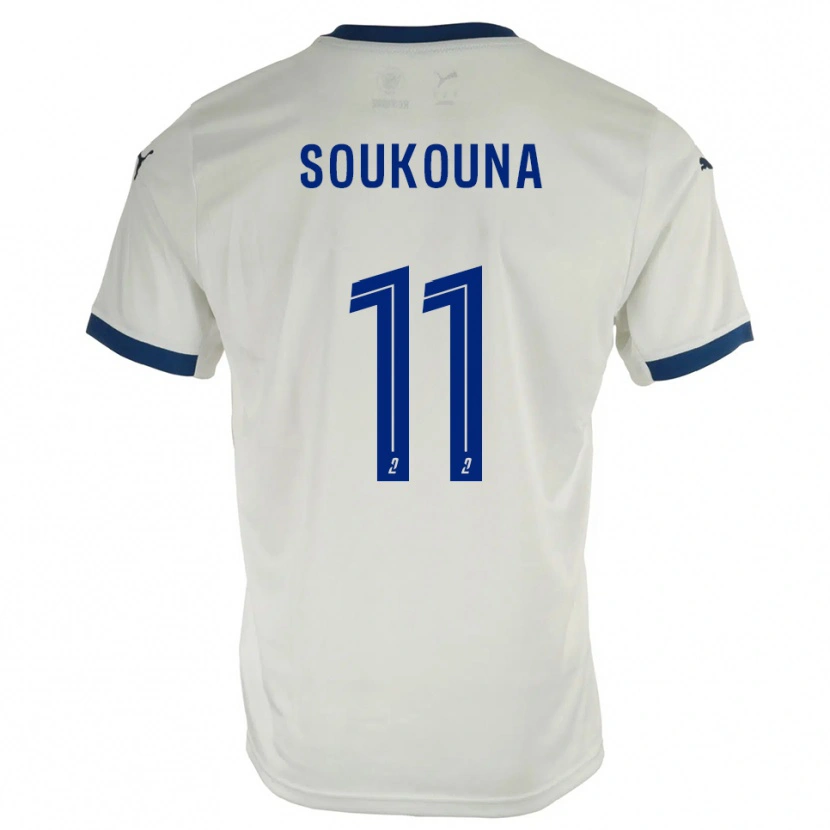 Danxen Uomo Maglia Idrissa Soukouna #11 Bianco Blu Kit Gara Away 2025/26 Maglietta