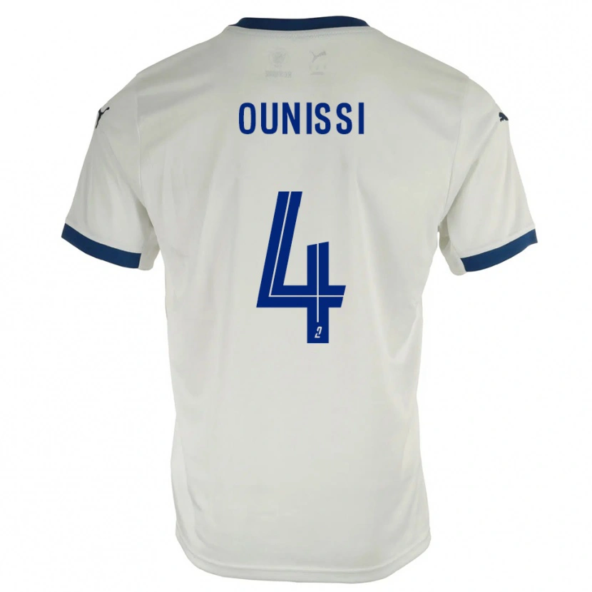 Danxen Uomo Maglia Ilian Ounissi #4 Bianco Blu Kit Gara Away 2025/26 Maglietta