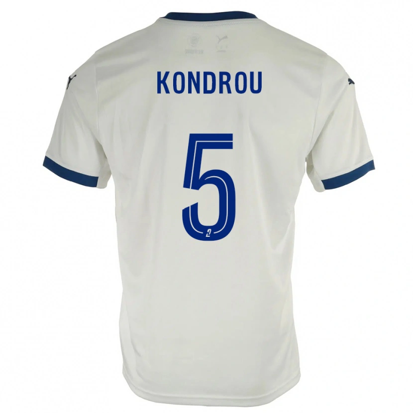 Danxen Uomo Maglia David Kondrou #5 Bianco Blu Kit Gara Away 2025/26 Maglietta