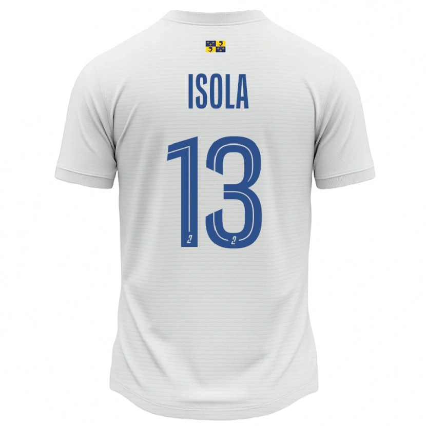 Danxen Uomo Maglia Baptiste Isola #13 Bianco Blu Kit Gara Away 2025/26 Maglietta