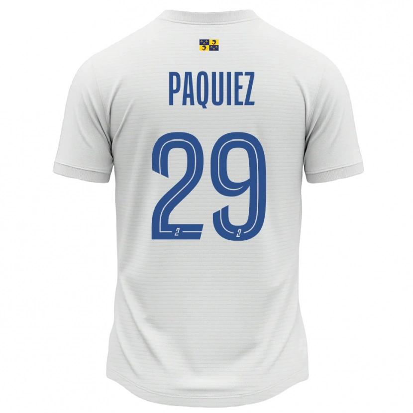 Danxen Uomo Maglia Gaëtan Paquiez #29 Bianco Blu Kit Gara Away 2025/26 Maglietta