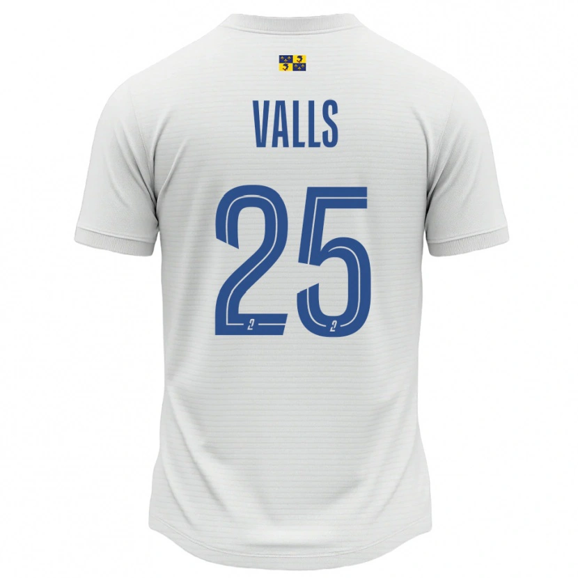 Danxen Uomo Maglia Théo Valls #25 Bianco Blu Kit Gara Away 2025/26 Maglietta
