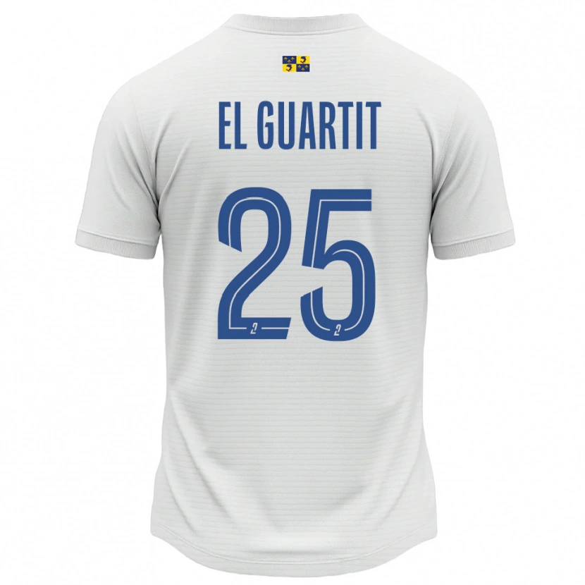 Danxen Uomo Maglia Yassine El Guartit #25 Bianco Blu Kit Gara Away 2025/26 Maglietta