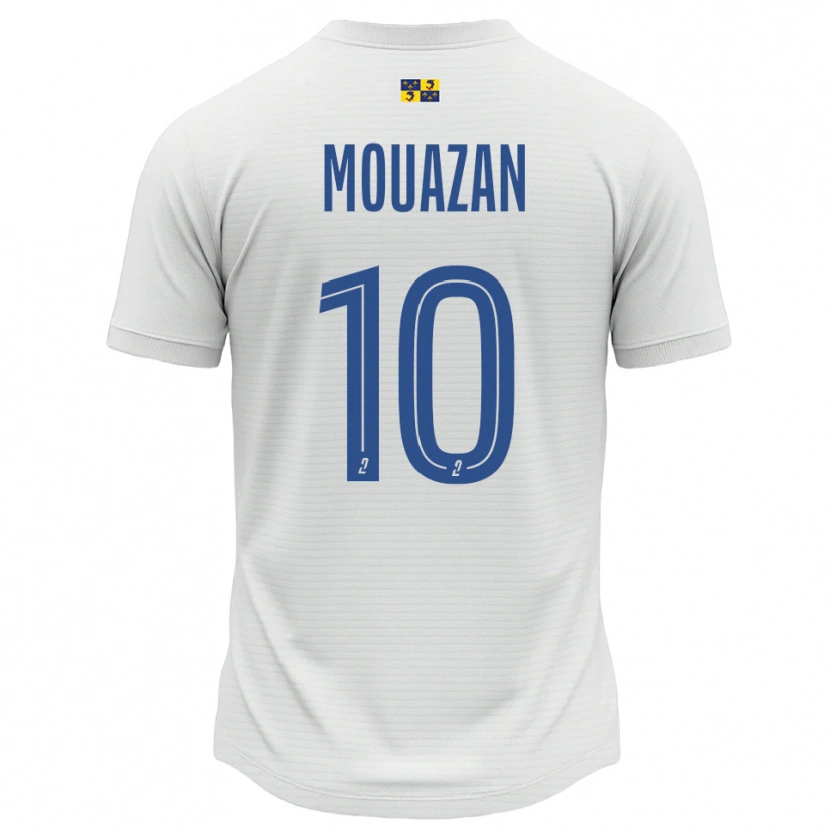 Danxen Uomo Maglia Baptiste Mouazan #10 Bianco Blu Kit Gara Away 2025/26 Maglietta