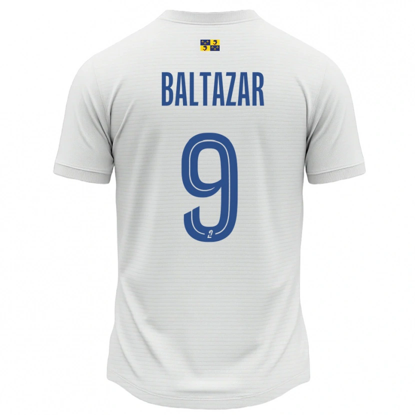 Danxen Uomo Maglia Jarod Baltazar #9 Bianco Blu Kit Gara Away 2025/26 Maglietta