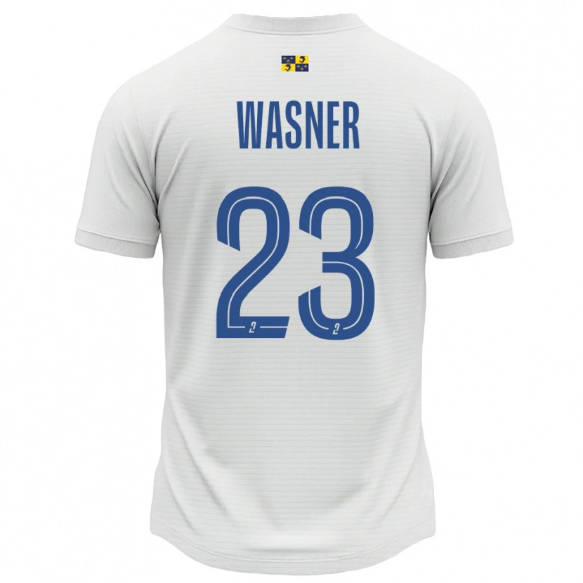 Danxen Uomo Maglia Ophélie Wasner #23 Bianco Blu Kit Gara Away 2025/26 Maglietta