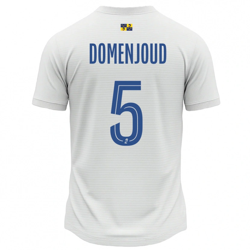 Danxen Uomo Maglia Elsa Domenjoud #5 Bianco Blu Kit Gara Away 2025/26 Maglietta