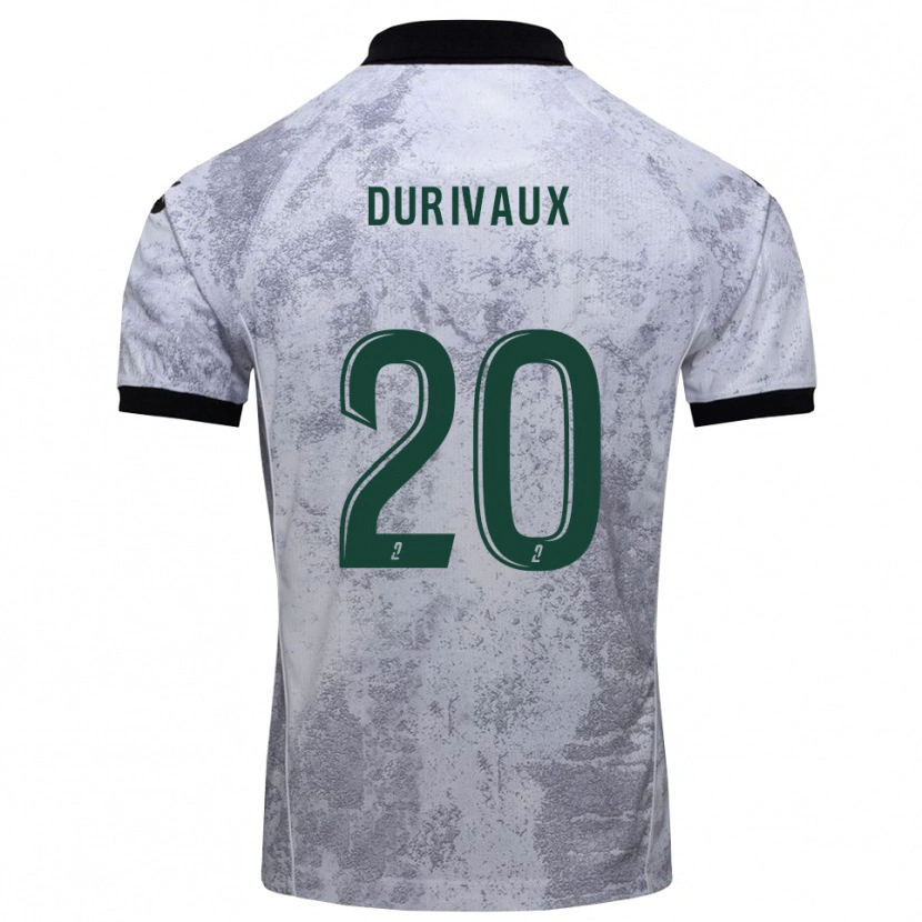 Danxen Uomo Maglia Dylan Durivaux #20 Bianco Nero Kit Gara Away 2025/26 Maglietta