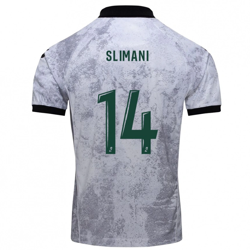 Danxen Uomo Maglia Rayan Slimani #14 Bianco Nero Kit Gara Away 2025/26 Maglietta
