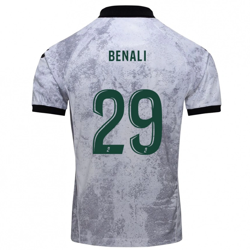 Danxen Uomo Maglia Hacène Benali #29 Bianco Nero Kit Gara Away 2025/26 Maglietta