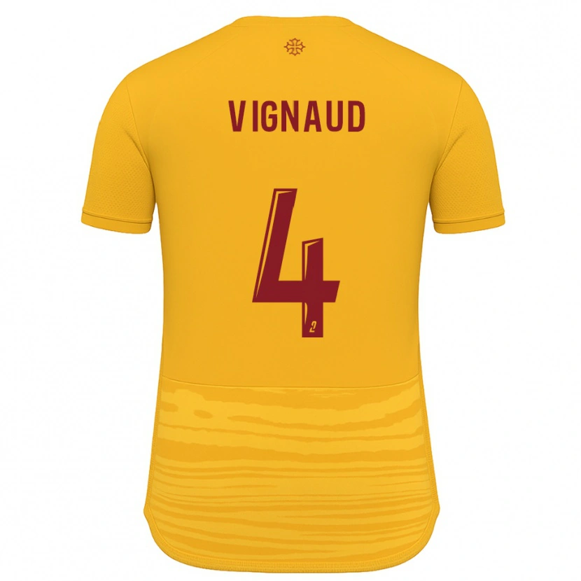 Danxen Uomo Maglia Emile Vignaud #4 Arancione Bordeaux Kit Gara Away 2025/26 Maglietta