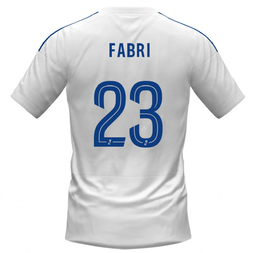Danxen Uomo Maglia Julien Fabri #23 Bianco Blu Kit Gara Away 2025/26 Maglietta