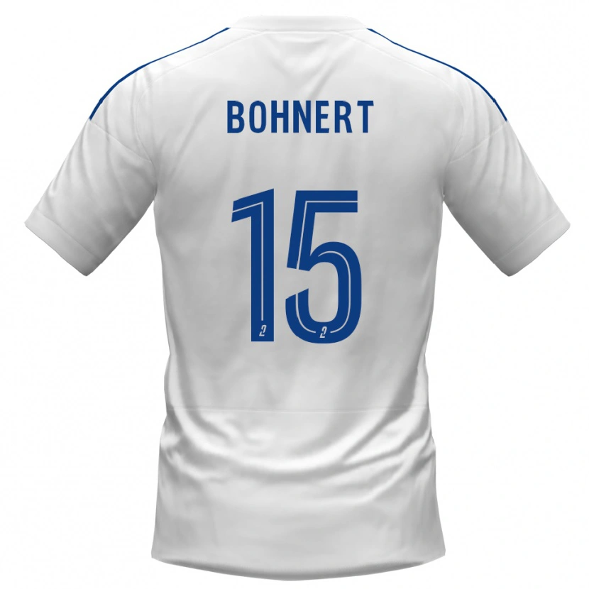 Danxen Uomo Maglia Florian Bohnert #15 Bianco Blu Kit Gara Away 2025/26 Maglietta