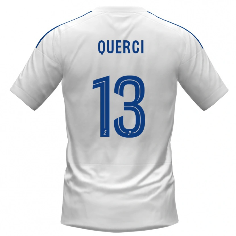 Danxen Uomo Maglia Antoine-Dominique Querci #13 Bianco Blu Kit Gara Away 2025/26 Maglietta