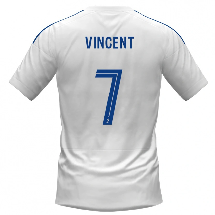 Danxen Uomo Maglia Christophe Vincent #7 Bianco Blu Kit Gara Away 2025/26 Maglietta