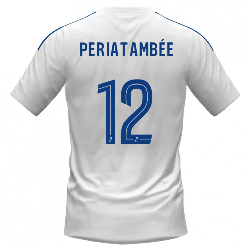 Danxen Uomo Maglia Tanis Periatambée #12 Bianco Blu Kit Gara Away 2025/26 Maglietta