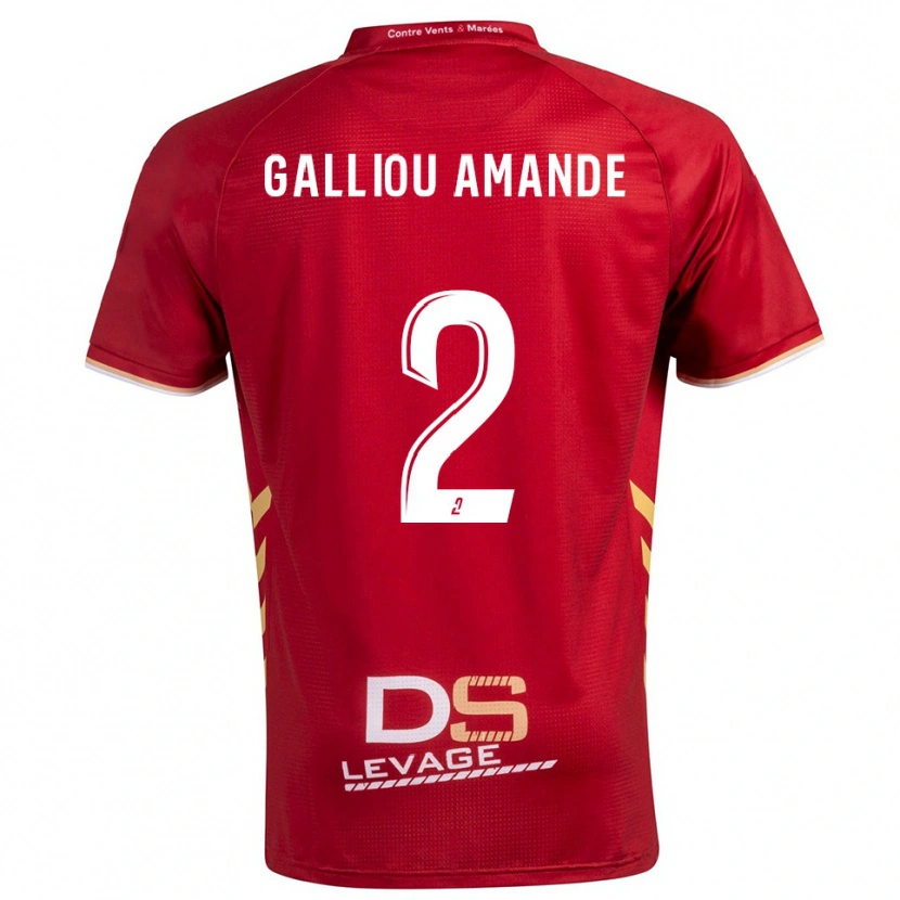Danxen Uomo Maglia Noa Galliou Amande #2 Bordeaux Oro Kit Gara Away 2025/26 Maglietta