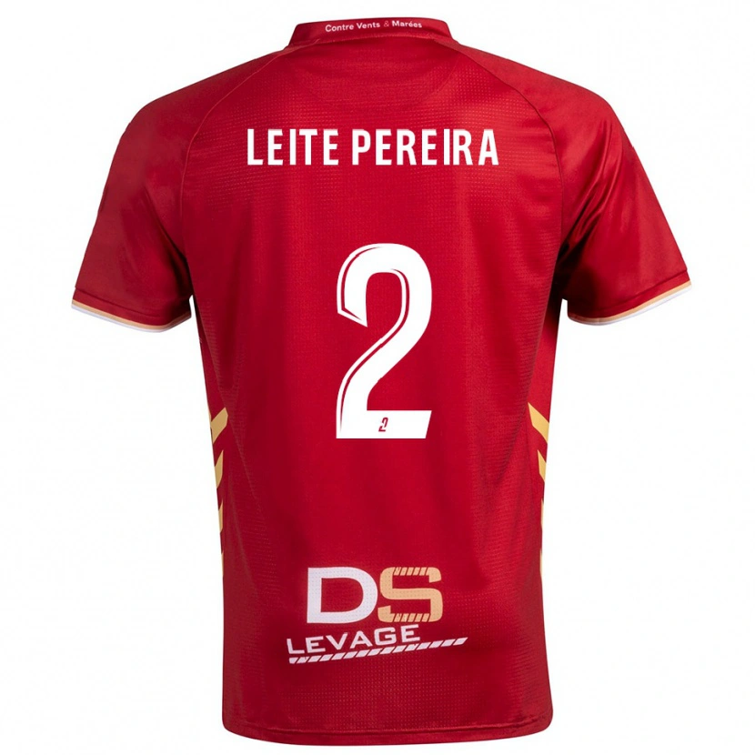 Danxen Uomo Maglia Matéo Leite Pereira #2 Bordeaux Oro Kit Gara Away 2025/26 Maglietta