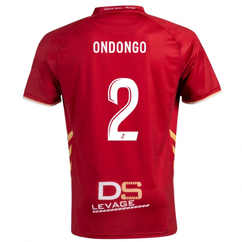 Danxen Uomo Maglia Brayane Ondongo #2 Bordeaux Oro Kit Gara Away 2025/26 Maglietta