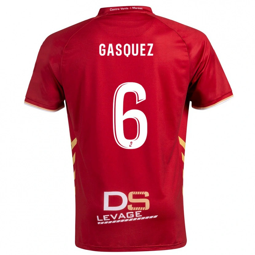 Danxen Uomo Maglia Isaac Gasquez #6 Bordeaux Oro Kit Gara Away 2025/26 Maglietta