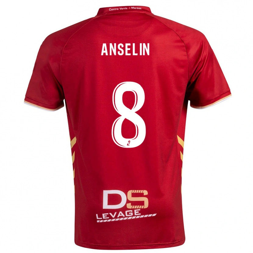Danxen Uomo Maglia Lilian Anselin #8 Bordeaux Oro Kit Gara Away 2025/26 Maglietta