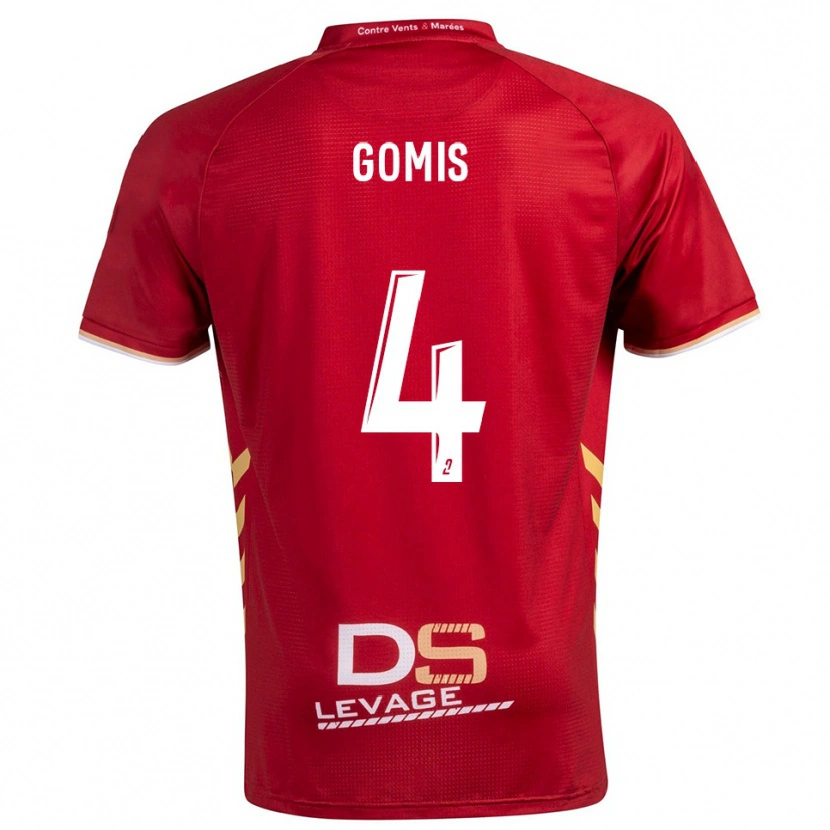 Danxen Uomo Maglia Chrome Gomis #4 Bordeaux Oro Kit Gara Away 2025/26 Maglietta