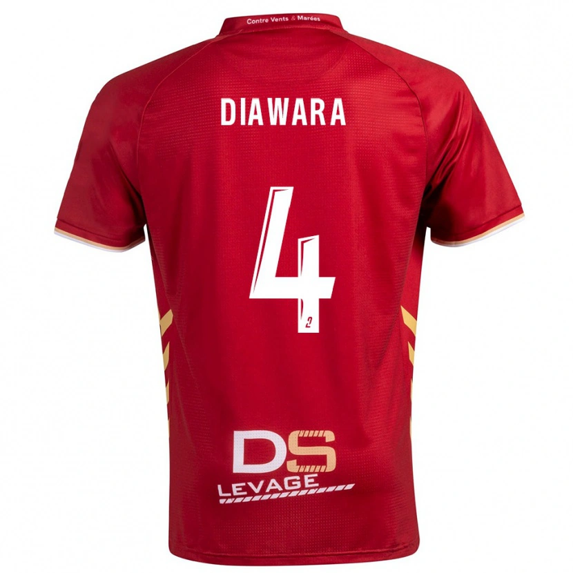 Danxen Uomo Maglia Sékhou Diawara #4 Bordeaux Oro Kit Gara Away 2025/26 Maglietta